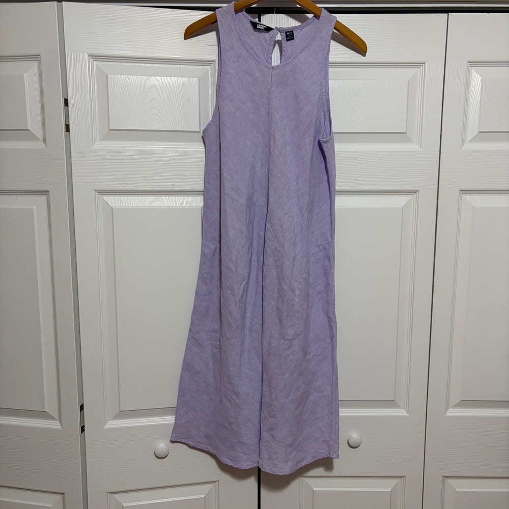 Lands' End Sleeveless Linen Dress Women M Purple Preppy Core Light Coastal